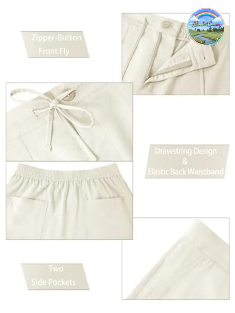 Linen Blend Elastic Waist Drawstring Straight-Leg Casual Pants Men's Summer